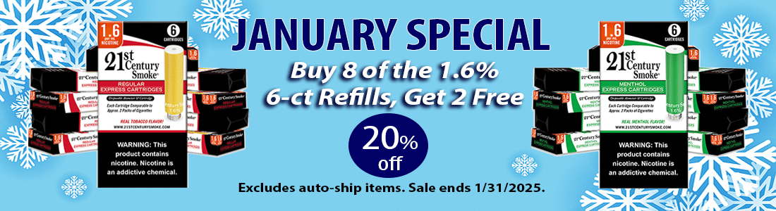 January Special Buy 8 1.6% on 6-count Refills, Get 2 Free